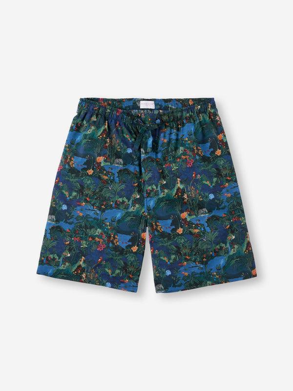 derek rose Men's Lounge Shorts Cotton Batiste Multi Midnight Jungle Print Multi