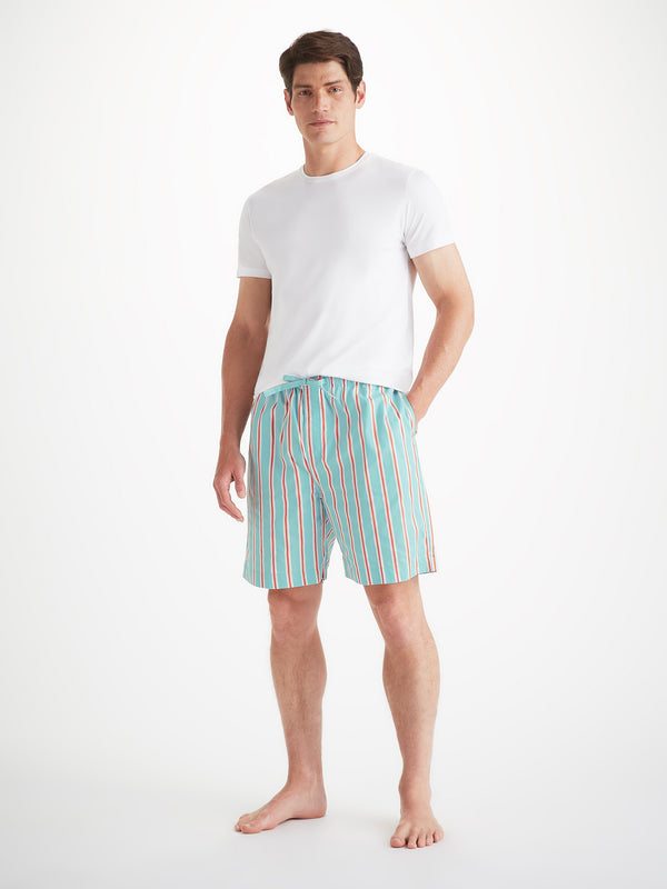 Derek Rose Men's Lounge Shorts Royal 223 Cotton Turquoise Turquoise