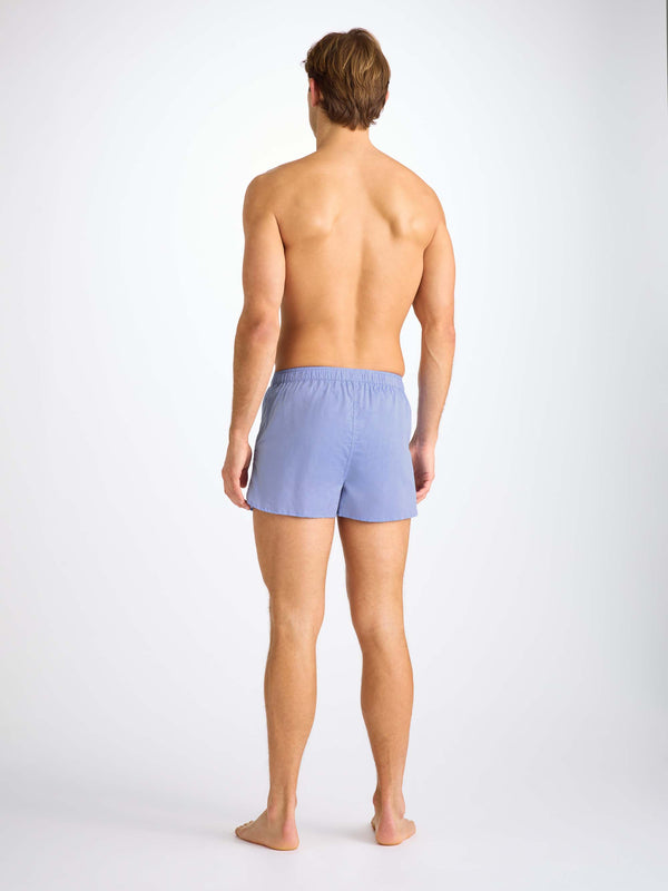 Derek Rose Men's Modern Fit Boxers Amalfi Cotton Batiste Blue Mid Blue