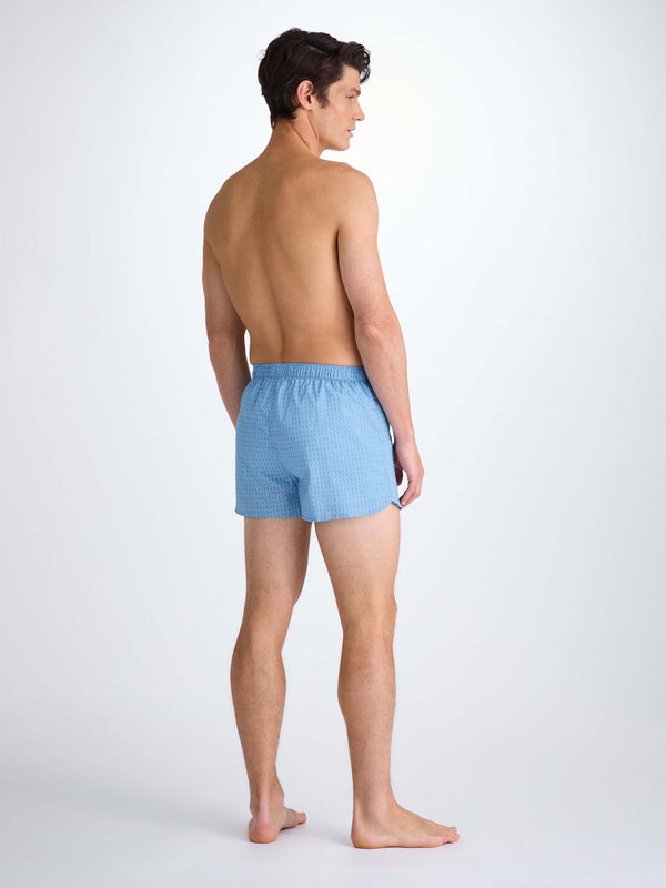 Derek Rose Men's Modern Fit Boxers Cotton Batiste Blue Jungle Leaf Print Light Blue