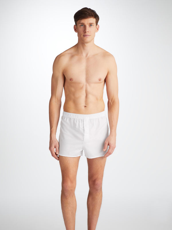 Derek Rose Men's Modern Fit Boxers Savoy Cotton White White