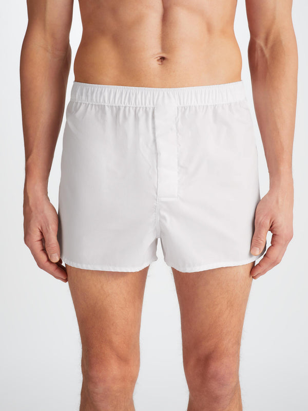 Derek Rose Men's Modern Fit Boxers Savoy Cotton White White
