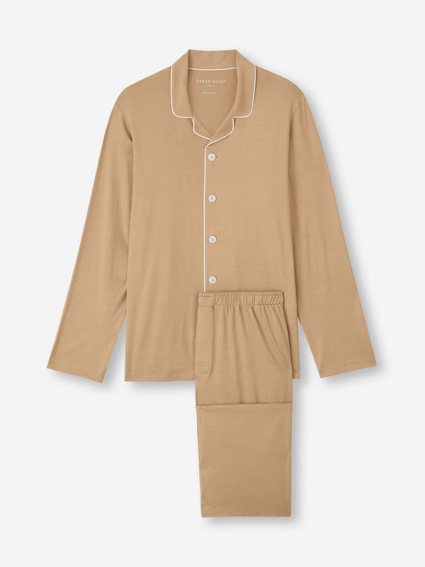 derek rose Men's Pajamas Basel Micro Modal Stretch Camel Camel