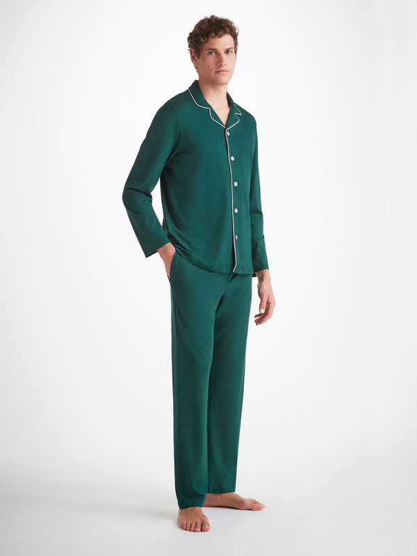Derek Rose Men's Pajamas Basel Micro Modal Stretch Pine Green Pine Green