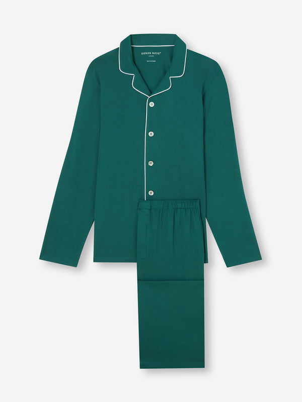 derek rose Men's Pajamas Basel Micro Modal Stretch Pine Green Pine Green