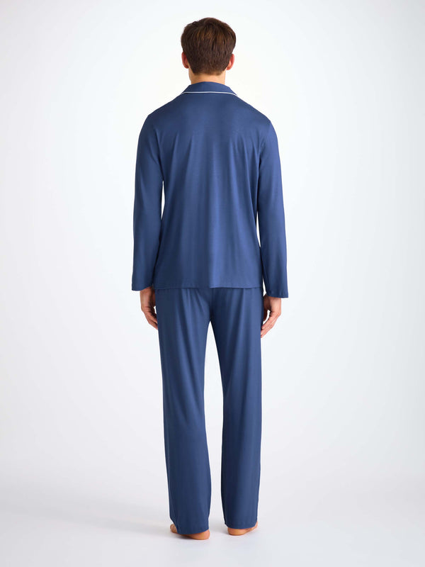 Derek Rose Men's Pajamas Basel Micro Modal Stretch Sapphire Sapphire