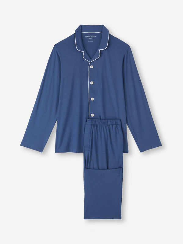 derek rose Men's Pajamas Basel Micro Modal Stretch Sapphire Sapphire