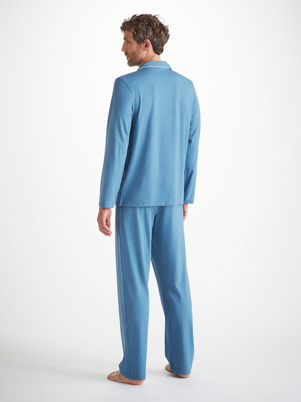 Derek Rose Men's Pajamas Basel Micro Modal Stretch Steel Blue Steel Blue