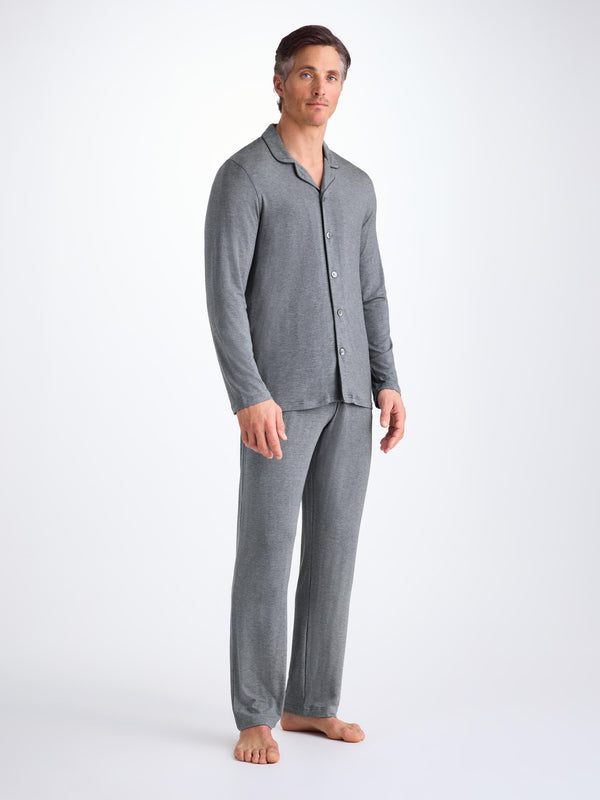 Derek Rose Men's Pajamas Marlowe Micro Modal Stretch Charcoal Charcoal