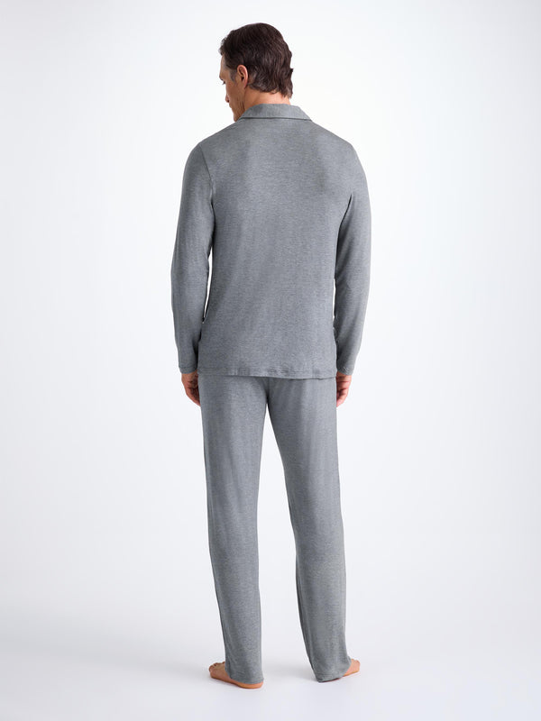 Derek Rose Men's Pajamas Marlowe Micro Modal Stretch Charcoal Charcoal