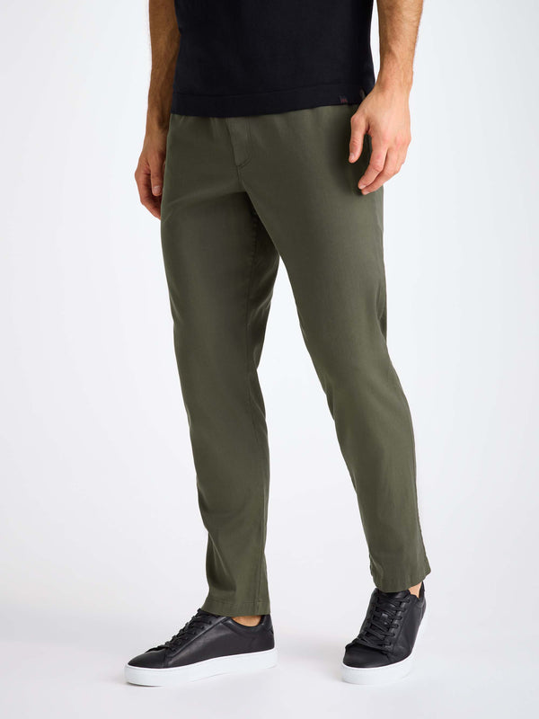 Derek Rose Men's Pants Harris Lyocell Cotton Khaki Khaki