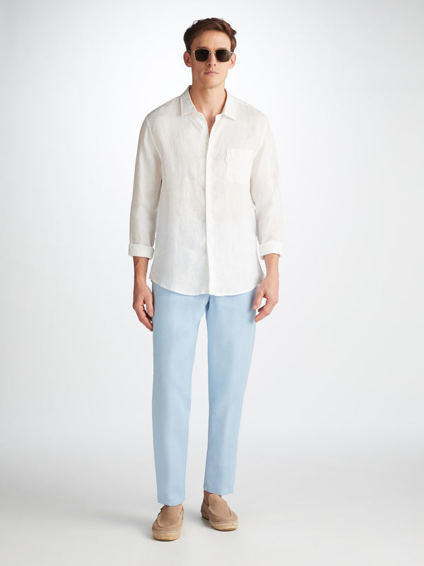 Derek Rose Men's Pants Sydney 2 Linen Blue Light Blue