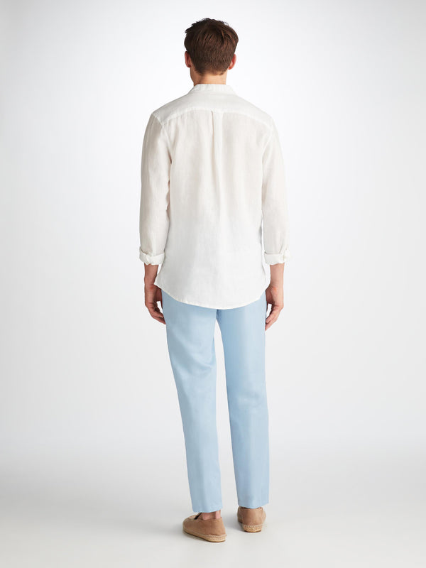 Derek Rose Men's Pants Sydney 2 Linen Blue Light Blue