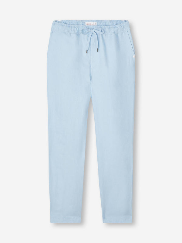 derek rose Men's Pants Sydney 2 Linen Blue Light Blue