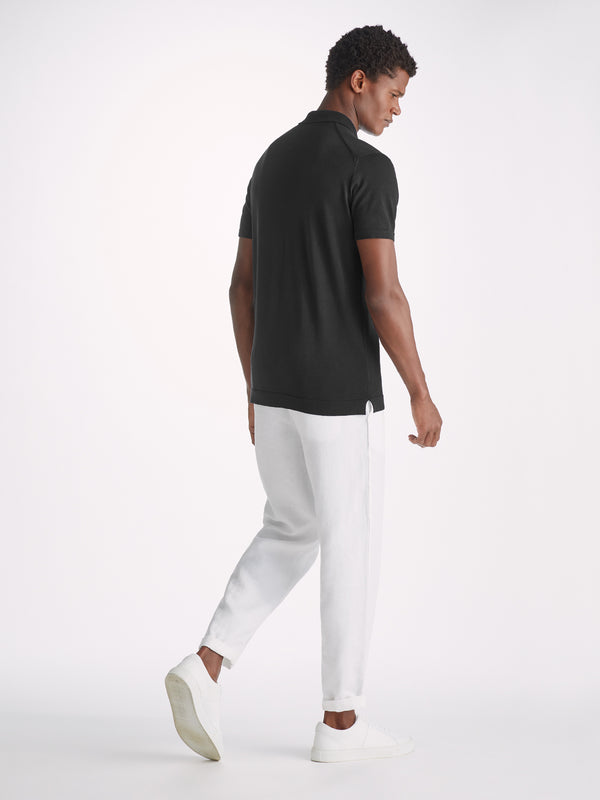 Derek Rose Men's Polo Shirt Jacob Sea Island Cotton Black Black