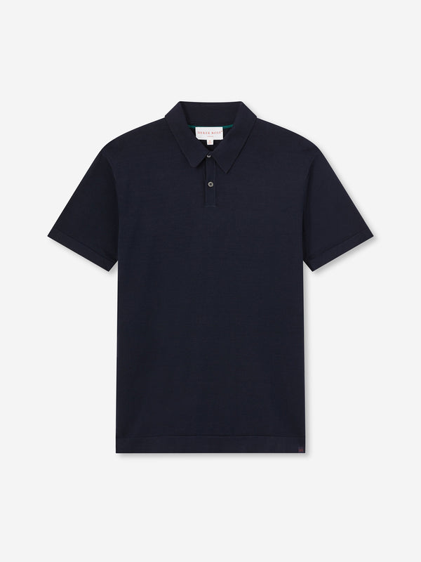 derek rose Men's Polo Shirt Jacob Sea Island Cotton Navy Navy