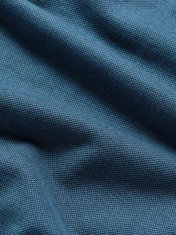 Derek Rose Men's Polo Shirt Ramsay Pique Cotton Lyocell Denim Denim