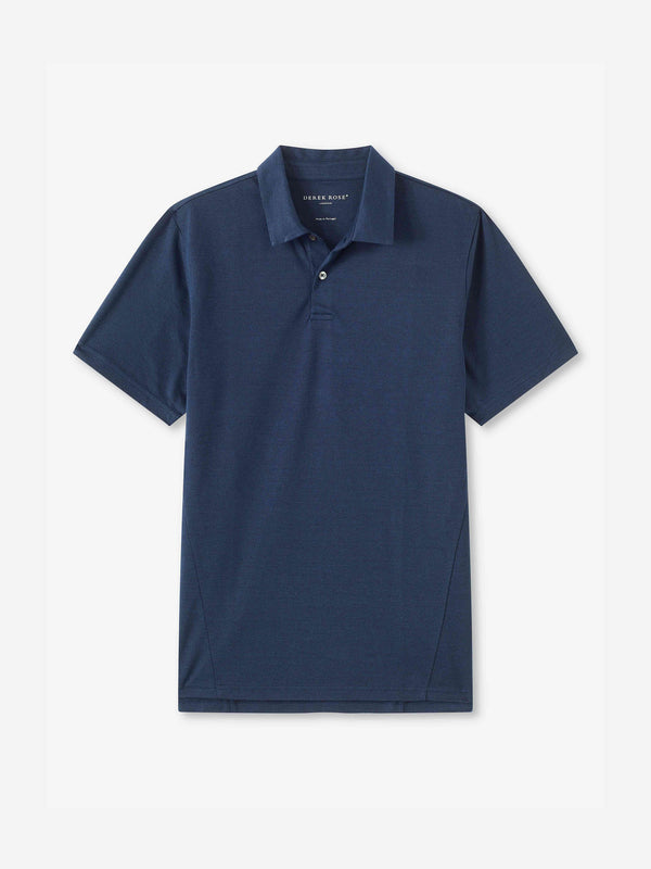 derek rose Men's Polo Shirt Ramsay Pique Cotton Lyocell Navy Navy