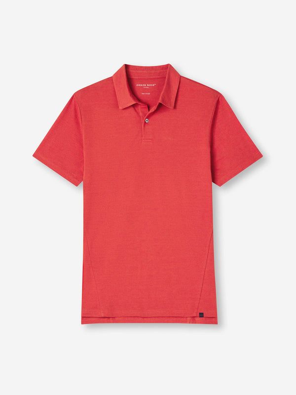derek rose Men's Polo Shirt Ramsay Pique Cotton Lyocell Red Red