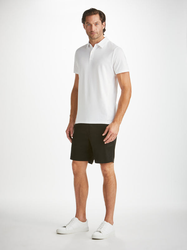 Derek Rose Men's Polo Shirt Ramsay Pique Cotton Lyocell White White