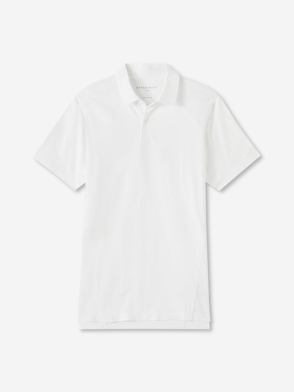 derek rose Men's Polo Shirt Ramsay Pique Cotton Lyocell White White