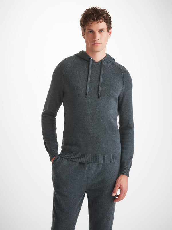 Derek Rose Men's Pullover Hoodie And Track Pants Set Cashmere Charcoal Charcoal