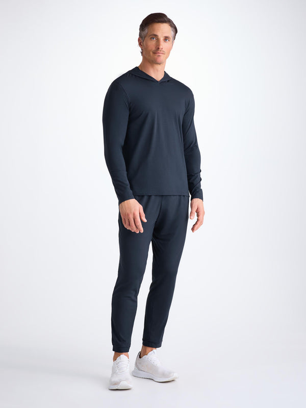 Derek Rose Men's Pullover Hoodie Basel Micro Modal Stretch Navy Navy