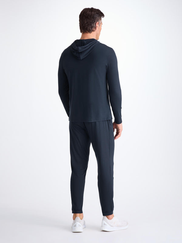 Derek Rose Men's Pullover Hoodie Basel Micro Modal Stretch Navy Navy