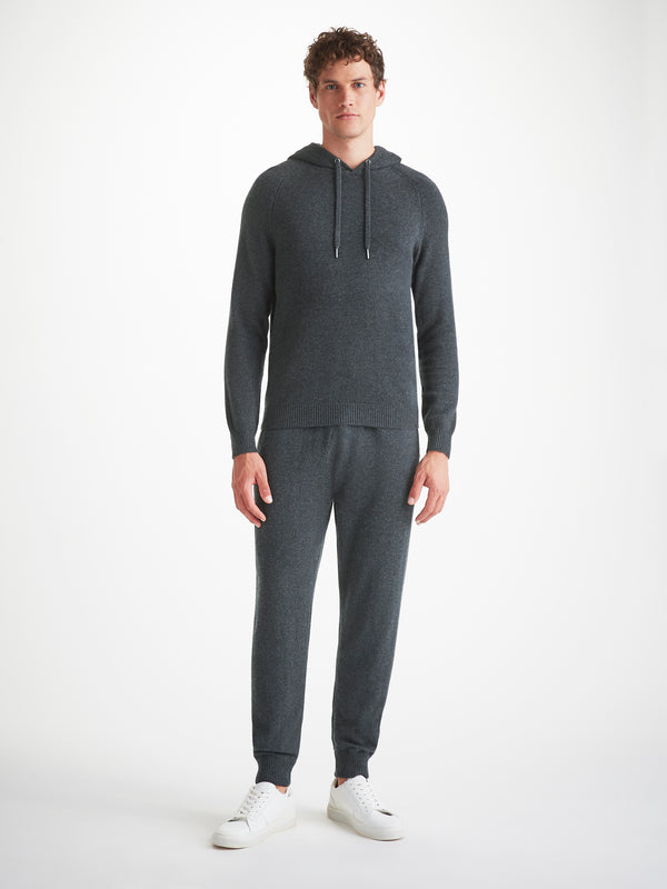 Derek Rose Men's Pullover Hoodie Dominic Cashmere Charcoal Charcoal