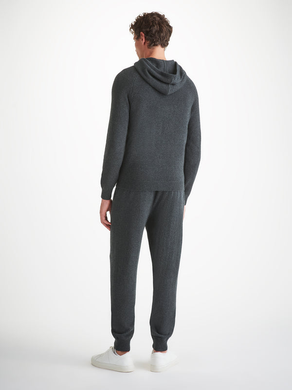 Derek Rose Men's Pullover Hoodie Dominic Cashmere Charcoal Charcoal