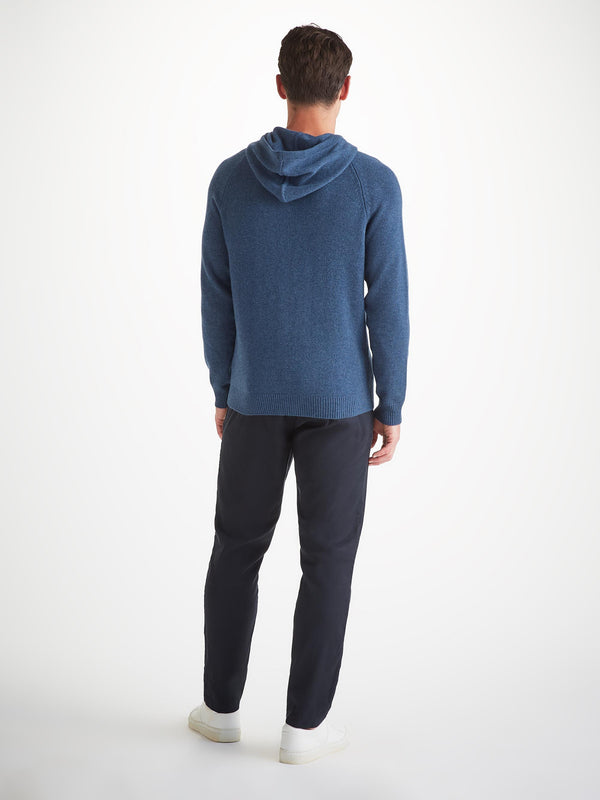 Derek Rose Men's Pullover Hoodie Dominic Cashmere Dark Blue Dark Blue