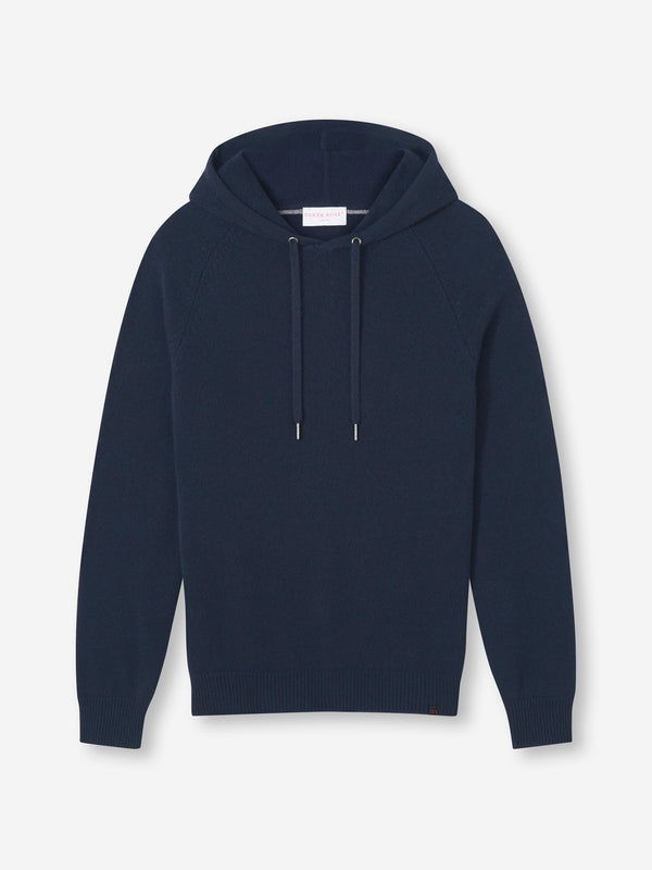 derek rose Men's Pullover Hoodie Dominic Cashmere Navy Navy