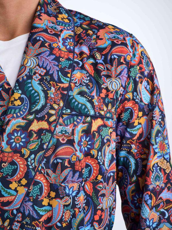Derek Rose Men's Robe Cotton Batiste Multi Jungle Paisley Print Multi