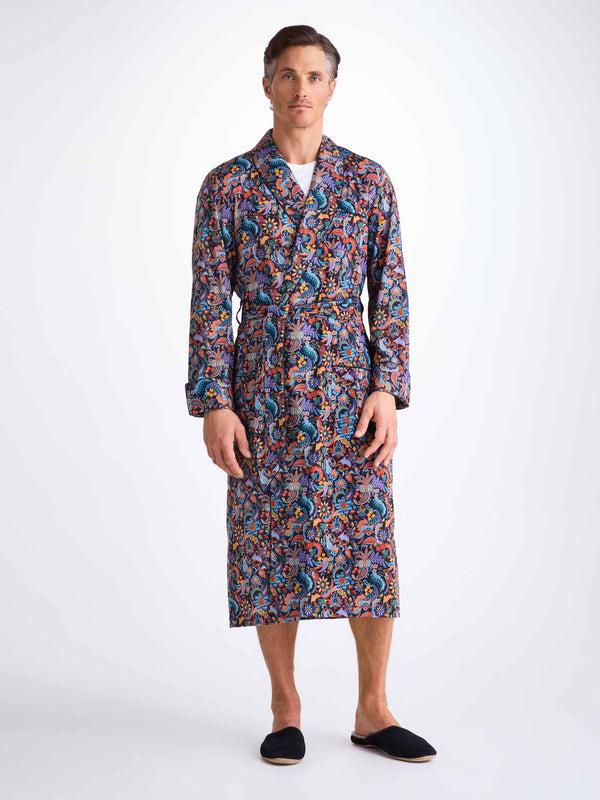 Derek Rose Men's Robe Cotton Batiste Multi Jungle Paisley Print Multi