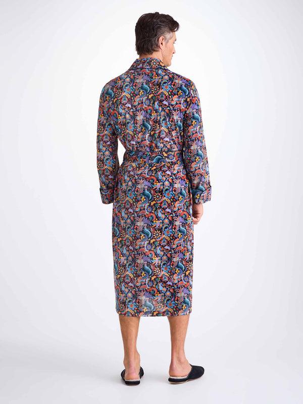 Derek Rose Men's Robe Cotton Batiste Multi Jungle Paisley Print Multi