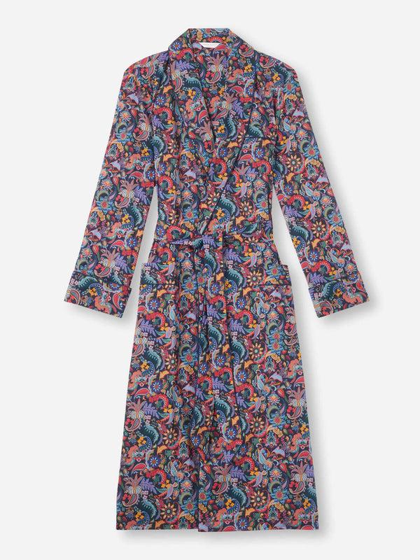 derek rose Men's Robe Cotton Batiste Multi Jungle Paisley Print Multi