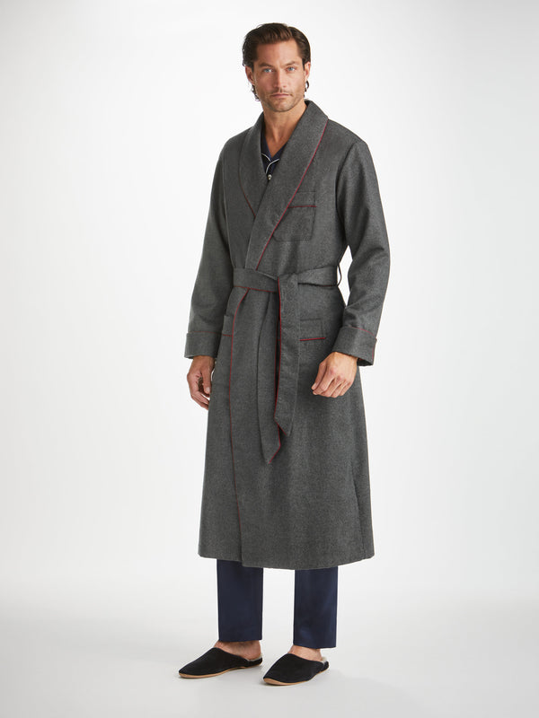 Derek Rose Men's Robe Duke Cashmere Charcoal Charcoal