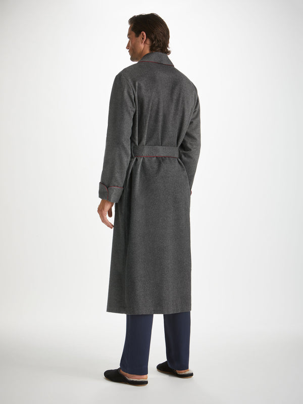 Derek Rose Men's Robe Duke Cashmere Charcoal Charcoal
