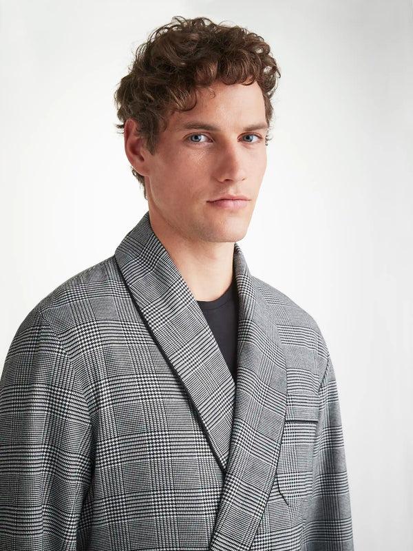 Derek Rose Men's Robe Kelburn 42 Brushed Cotton Black Black