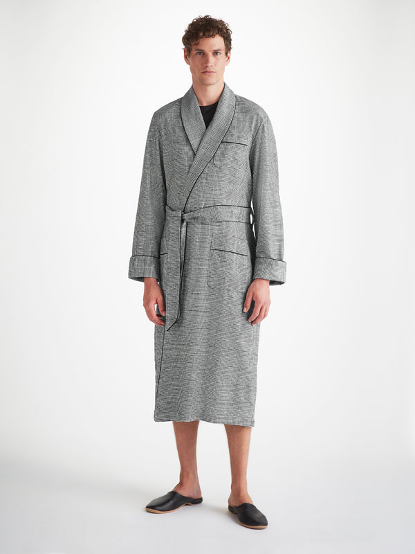 Derek Rose Men's Robe Kelburn 42 Brushed Cotton Black Black