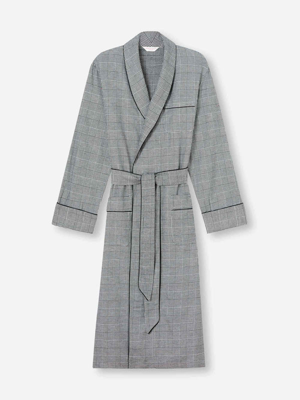 derek rose Men's Robe Kelburn 42 Brushed Cotton Black Black