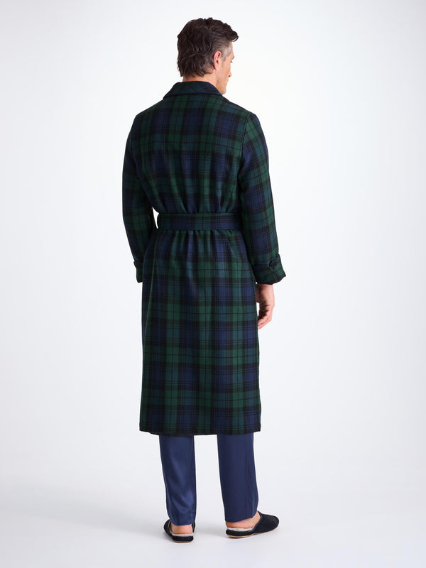 Derek Rose Men's Robe Tartan Black Watch Wool Navy Navy