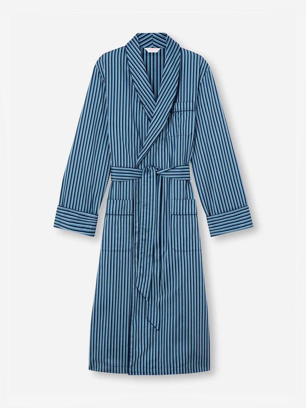 derek rose Men's Robe Wellington 58 Cotton Blue Mid Blue