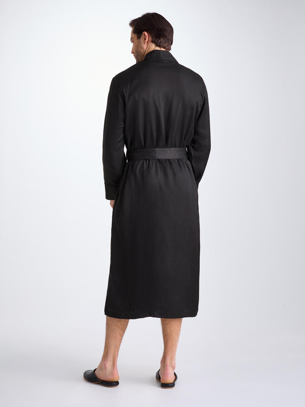 Derek Rose Men's Robe Woburn 8 Silk Satin Black Black