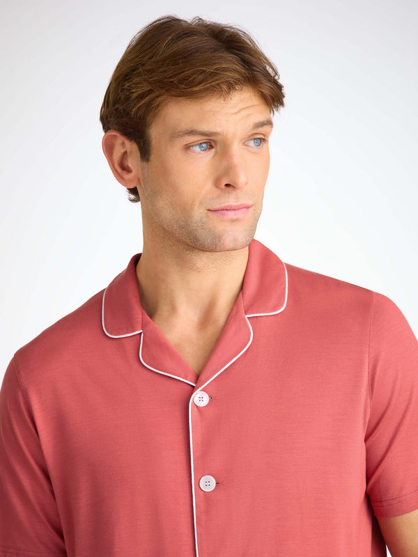 Derek Rose Men's Short Pajamas Basel Micro Modal Stretch Apple Red Apple Red