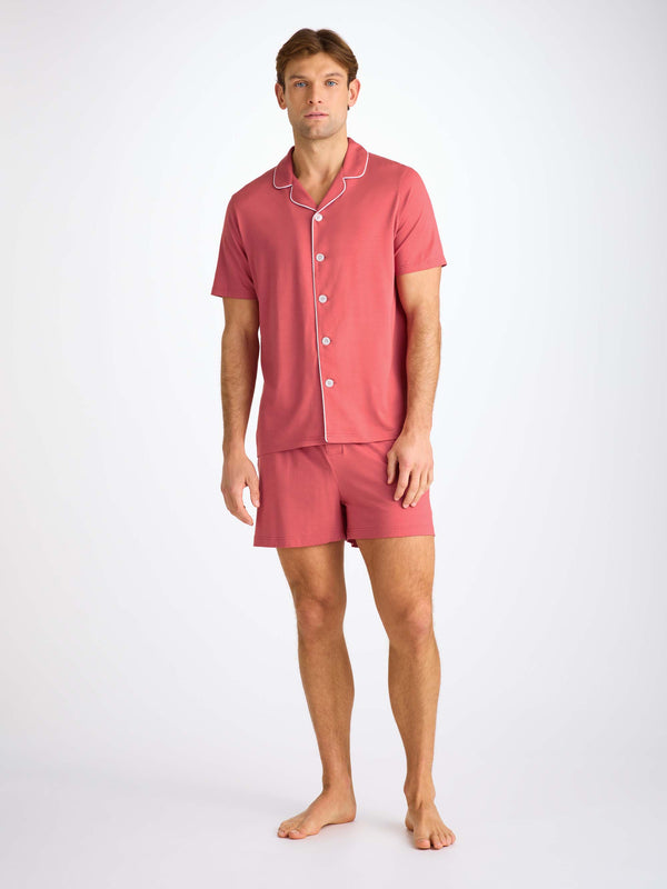 Derek Rose Men's Short Pajamas Basel Micro Modal Stretch Apple Red Apple Red