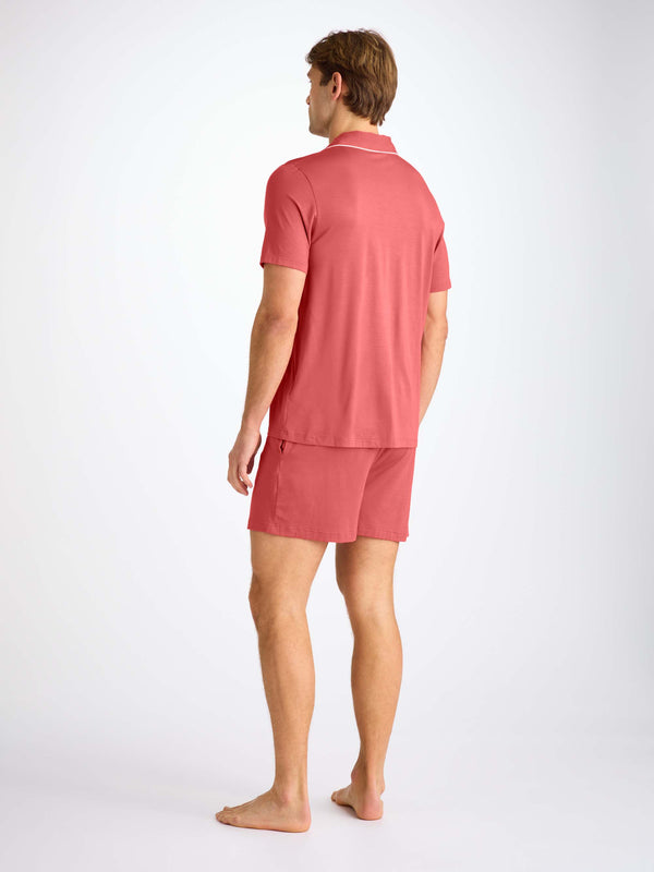 Derek Rose Men's Short Pajamas Basel Micro Modal Stretch Apple Red Apple Red