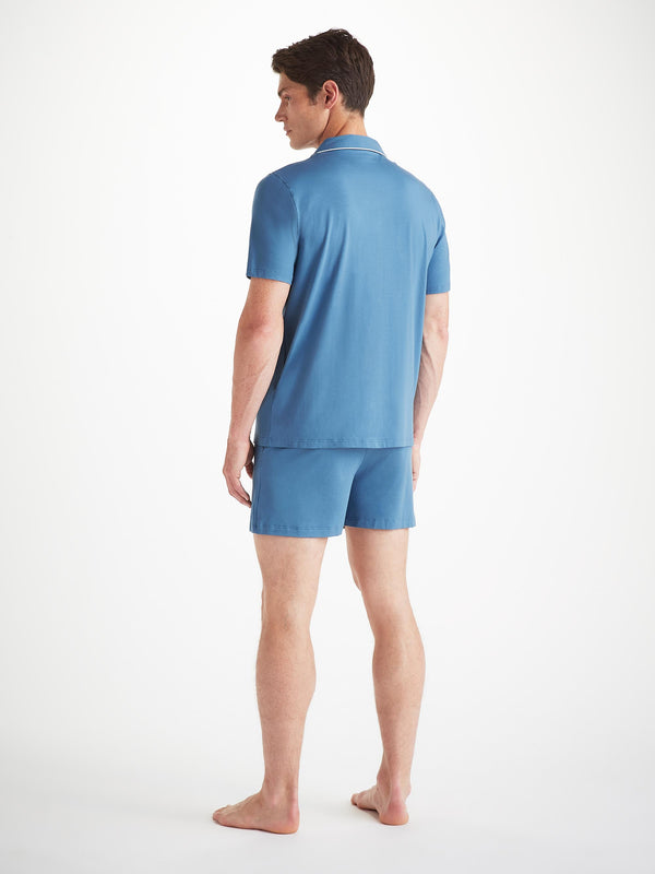 Derek Rose Men's Short Pajamas Basel Micro Modal Stretch Steel Blue Steel Blue