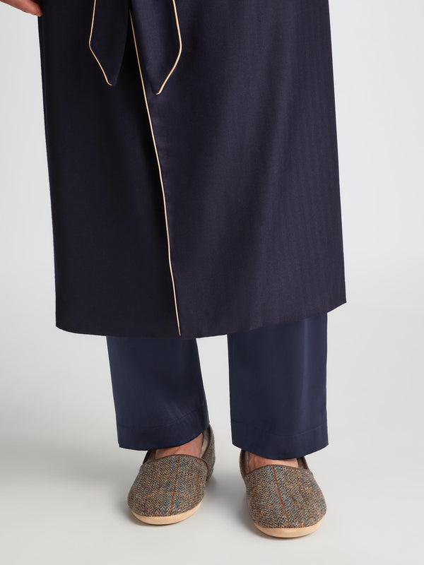 Derek Rose Men's Slippers Crawford 2 Harris Tweed Sheepskin Beige Beige