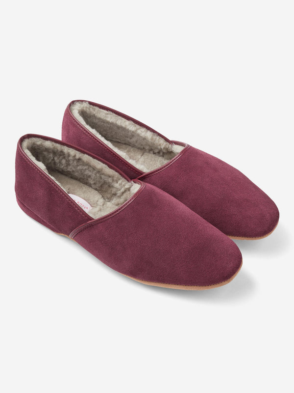 derek rose Men's Slippers Crawford Suede Sheepskin Bordeaux Bordeaux